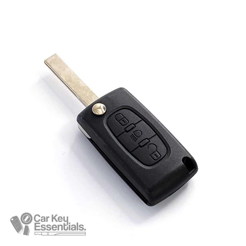 Peugeot / Citroen / Headlight HU83 - 3 Button Flip Remote Shell